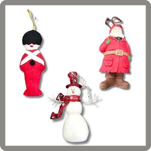 Christmas Tree Ornaments - Santa Claus (Hallmark), Soldier, & Snowman - 3 Pieces